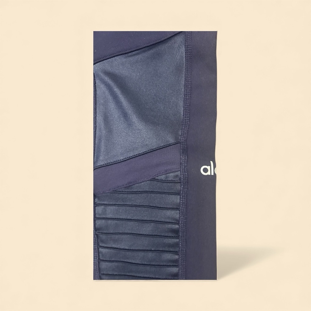 ALO Yoga Navy Blue High-Waist Moto Leggings - Picture 4 of 4